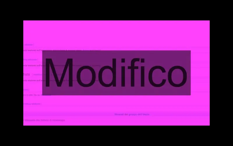 Wikipedia page with the word Modifico projected over a pink background